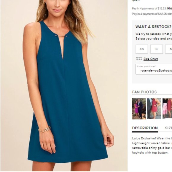Lulus Near or Bar Teal Blue Shift Dress XS - Picture 8 of 8
